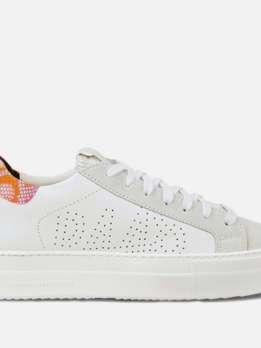 P448 Thea cream, pink and orange print sneakers